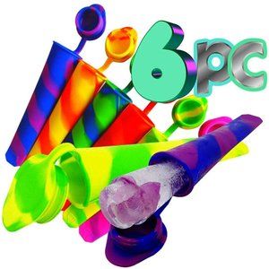 SILK HOME 6PC Food Grade ICE POPS Reusable Freezable Party Time Solutions